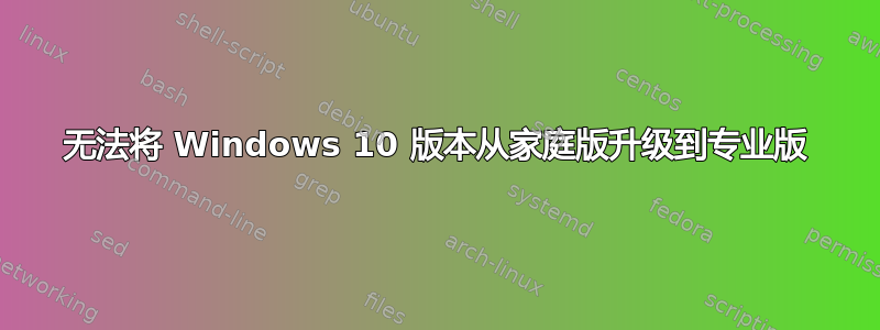 无法将 Windows 10 版本从家庭版升级到专业版