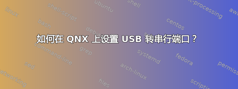 如何在 QNX 上设置 USB 转串行端口？