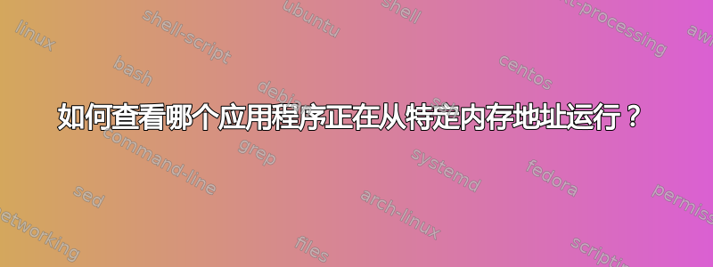 如何查看哪个应用程序正在从特定内存地址运行？