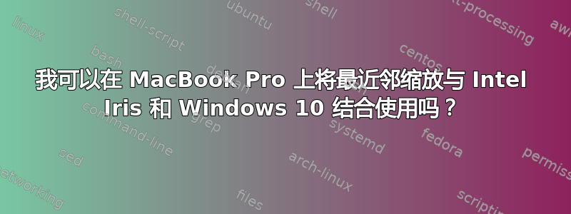 我可以在 MacBook Pro 上将最近邻缩放与 Intel Iris 和 Windows 10 结合使用吗？