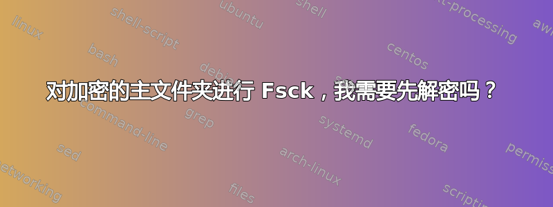 对加密的主文件夹进行 Fsck，我需要先解密吗？