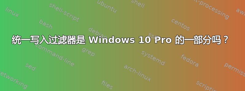 统一写入过滤器是 Windows 10 Pro 的一部分吗？