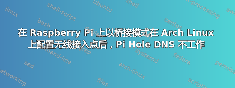 在 Raspberry Pi 上以桥接模式在 Arch Linux 上配置无线接入点后，Pi Hole DNS 不工作