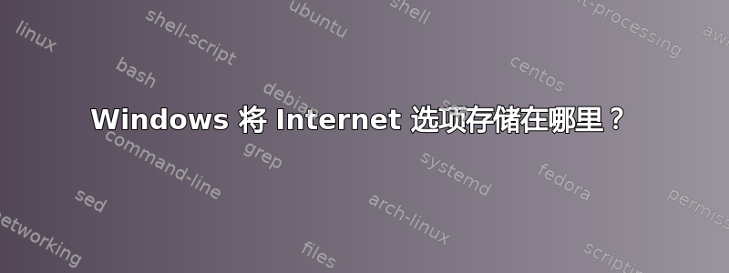 Windows 将 Internet 选项存储在哪里？