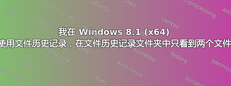 我在 Windows 8.1 (x64) 中使用文件历史记录，在文件历史记录文件夹中只看到两个文件夹