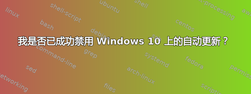 我是否已成功禁用 Windows 10 上的自动更新？