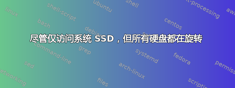 尽管仅访问系统 SSD，但所有硬盘都在旋转