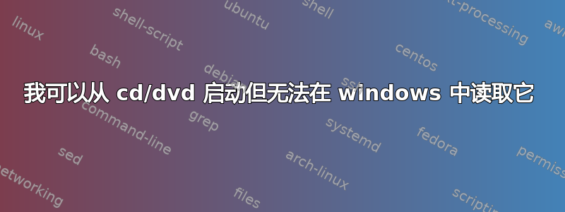 我可以从 cd/dvd 启动但无法在 windows 中读取它