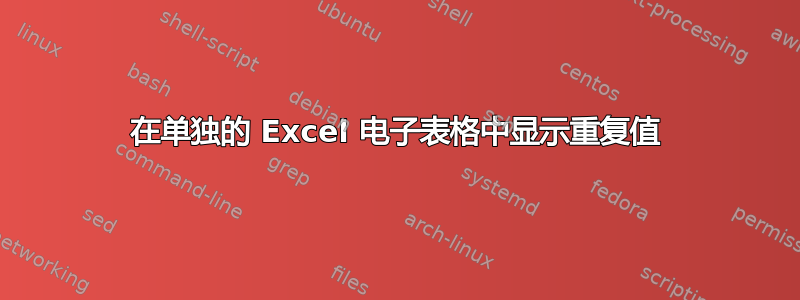 在单独的 Excel 电子表格中显示重复值