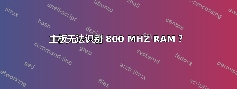 主板无法识别 800 MHZ RAM？