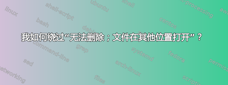 我如何绕过“无法删除；文件在其他位置打开”？