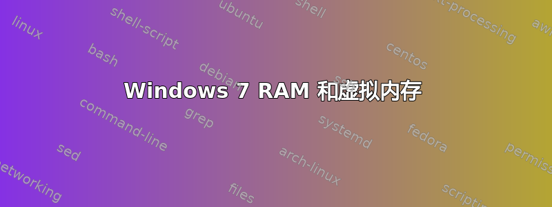 Windows 7 RAM 和虚拟内存