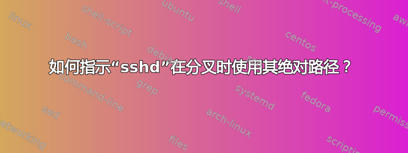 如何指示“sshd”在分叉时使用其绝对路径？