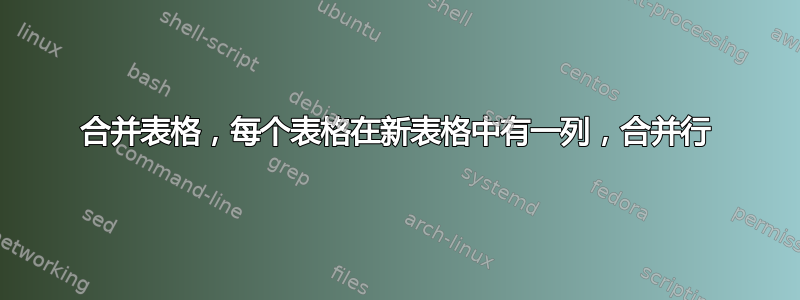 合并表格，每个表格在新表格中有一列，合并行