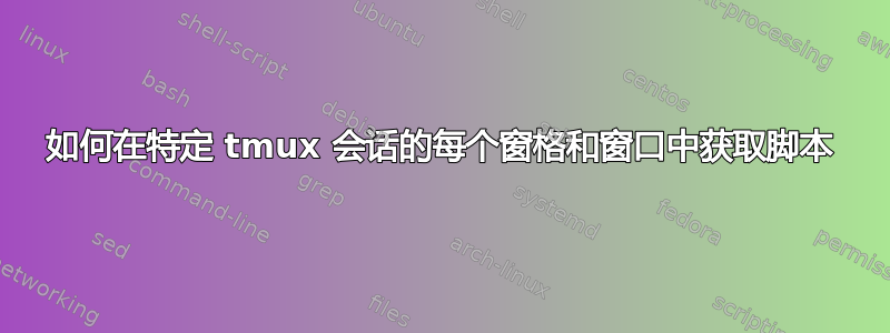 如何在特定 tmux 会话的每个窗格和窗口中获取脚本