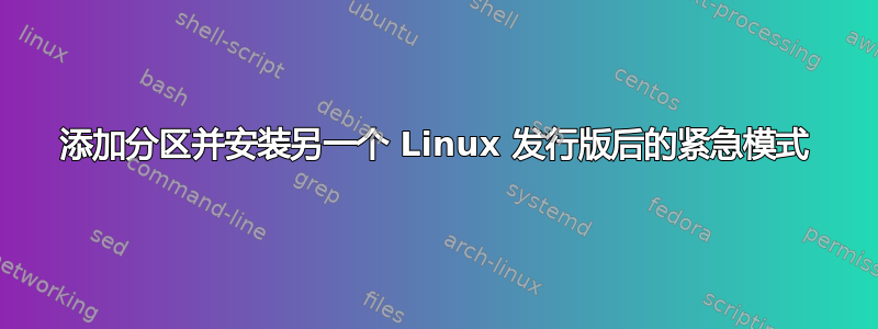 添加分区并安装另一个 Linux 发行版后的紧急模式