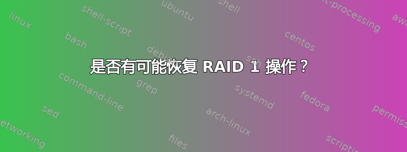 是否有可能恢复 RAID 1 操作？