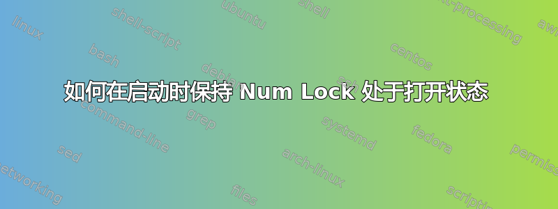 如何在启动时保持 Num Lock 处于打开状态