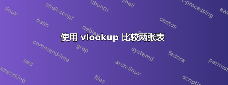 使用 vlookup 比较两张表