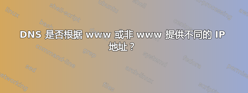 DNS 是否根据 www 或非 www 提供不同的 IP 地址？