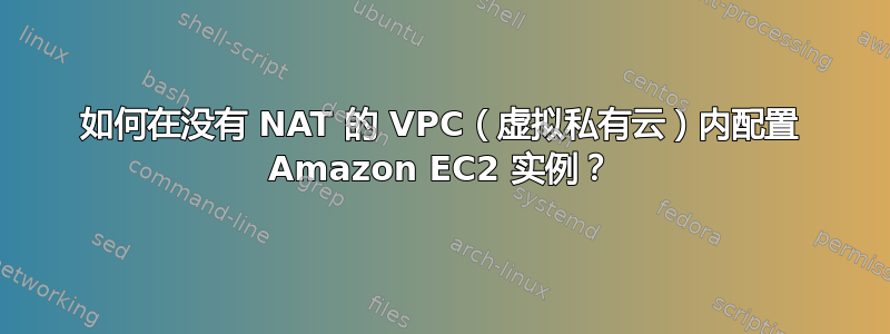 如何在没有 NAT 的 VPC（虚拟私有云）内配置 Amazon EC2 实例？