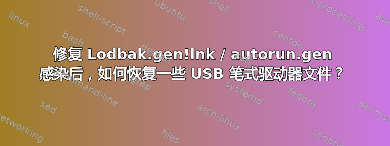 修复 Lodbak.gen!lnk / autorun.gen 感染后，如何恢复一些 USB 笔式驱动器文件？