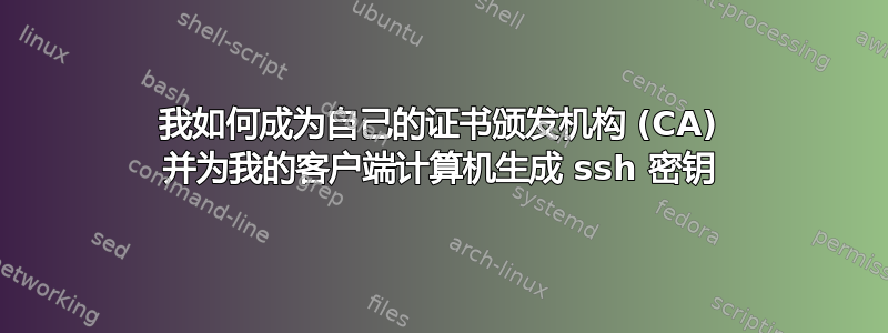 我如何成为自己的证书颁发机构 (CA) 并为我的客户端计算机生成 ssh 密钥