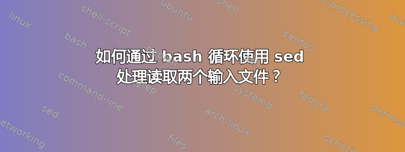 如何通过 bash 循环使用 sed 处理读取两个输入文件？