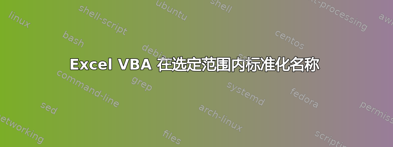 Excel VBA 在选定范围内标准化名称