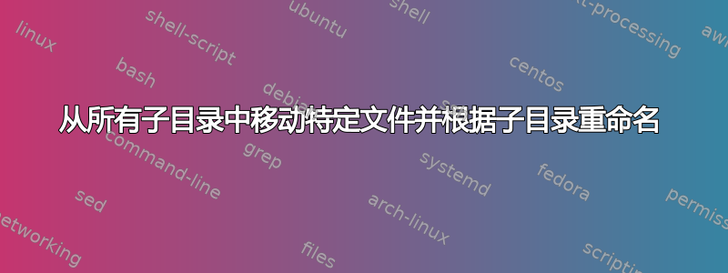 从所有子目录中移动特定文件并根据子目录重命名