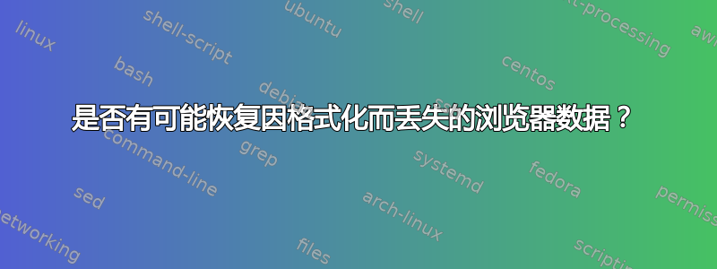 是否有可能恢复因格式化而丢失的浏览器数据？