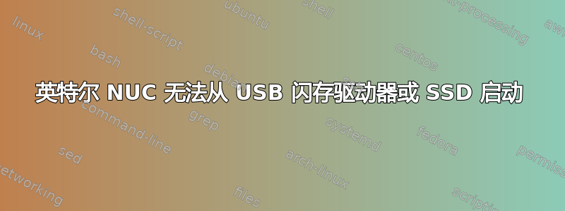 英特尔 NUC 无法从 USB 闪存驱动器或 SSD 启动