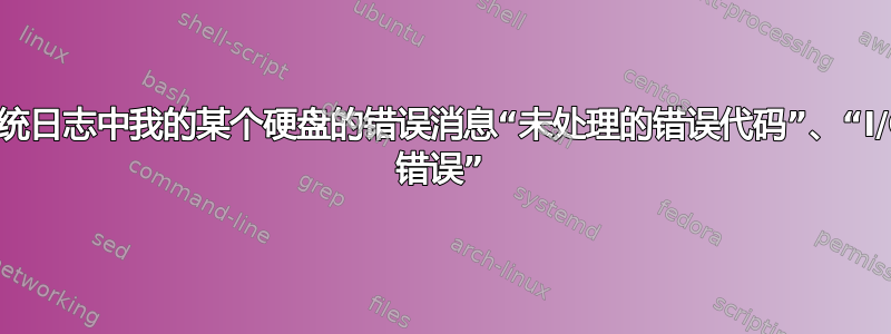 系统日志中我的某个硬盘的错误消息“未处理的错误代码”、“I/O 错误”