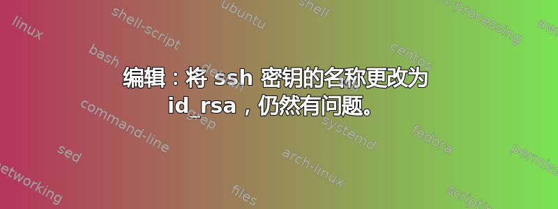 编辑：将 ssh 密钥的名称更改为 id_rsa，仍然有问题。