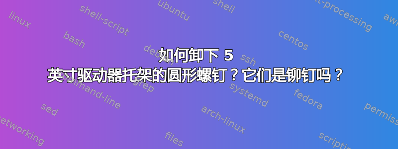 如何卸下 5 英寸驱动器托架的圆形螺钉？它们是铆钉吗？