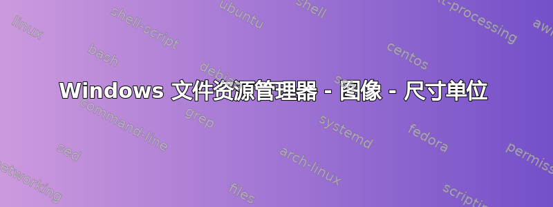 Windows 文件资源管理器 - 图像 - 尺寸单位