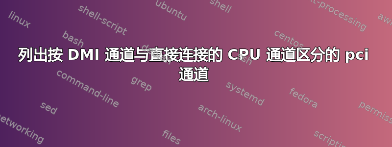 列出按 DMI 通道与直接连接的 CPU 通道区分的 pci 通道