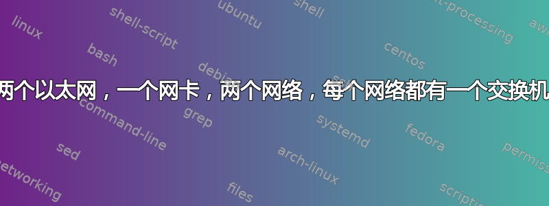 两个以太网，一个网卡，两个网络，每个网络都有一个交换机