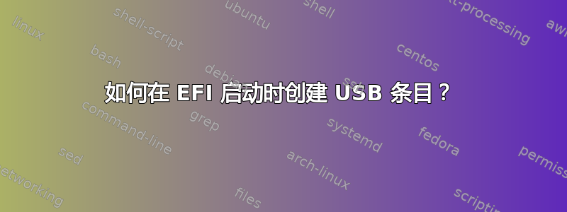 如何在 EFI 启动时创建 USB 条目？