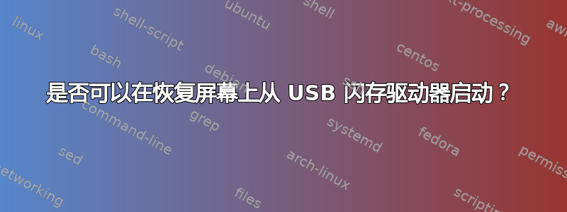 是否可以在恢复屏幕上从 USB 闪存驱动器启动？