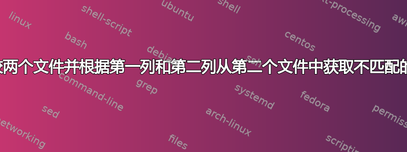 比较两个文件并根据第一列和第二列从第二个文件中获取不匹配的行