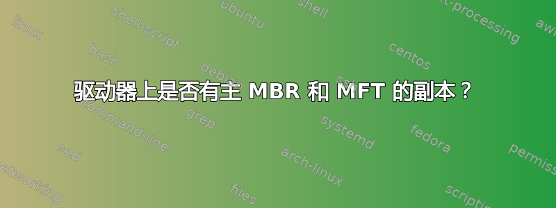 驱动器上是否有主 MBR 和 MFT 的副本？