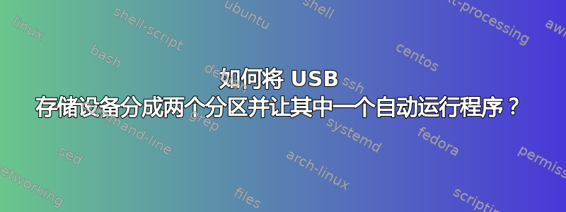 如何将 USB 存储设备分成两个分区并让其中一个自动运行程序？