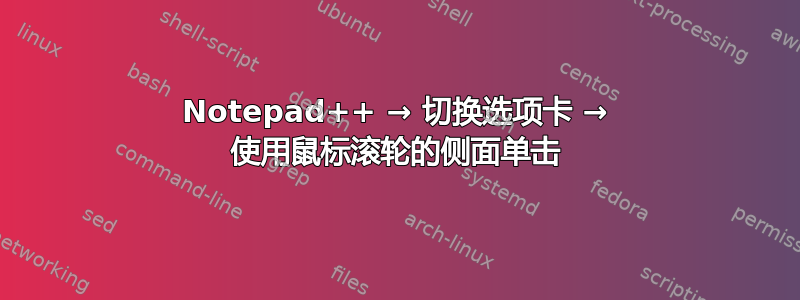 Notepad++ → 切换选项卡 → 使用鼠标滚轮的侧面单击