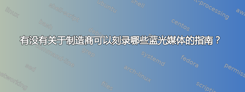 有没有关于制造商可以刻录哪些蓝光媒体的指南？