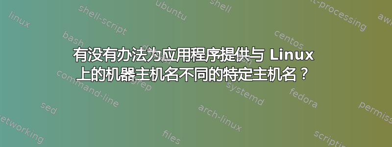 有没有办法为应用程序提供与 Linux 上的机器主机名不同的特定主机名？