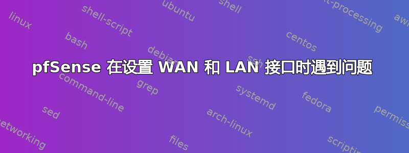 pfSense 在设置 WAN 和 LAN 接口时遇到问题