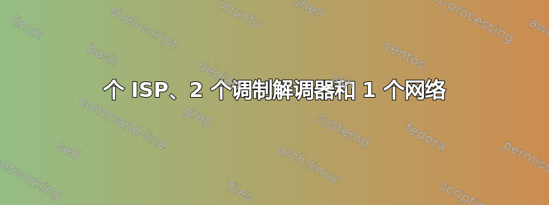 2 个 ISP、2 个调制解调器和 1 个网络