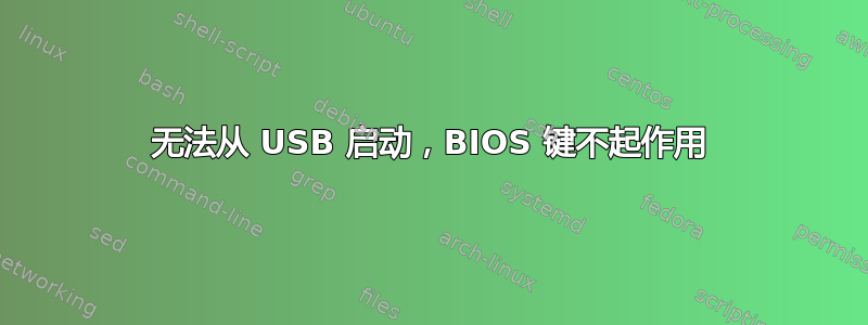 无法从 USB 启动，BIOS 键不起作用