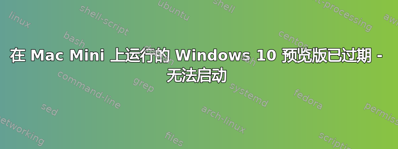 在 Mac Mini 上运行的 Windows 10 预览版已过期 - 无法启动